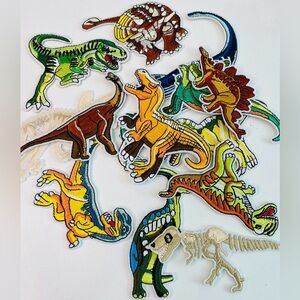 Lot of 13 embroidered iron on Dinosaur patches, kids patches, DIY projects